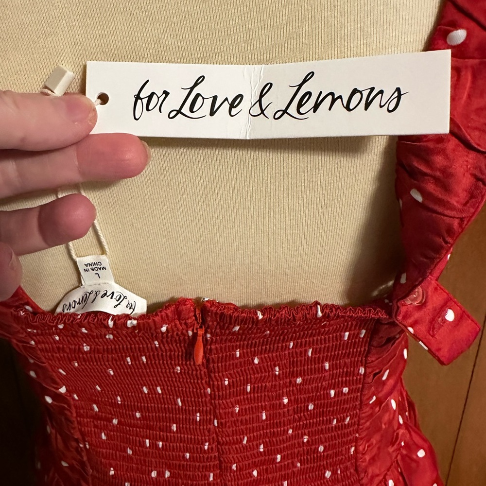 For Love And Lemons Red Ruched Sweetheart Mini Dress - Picture 11 of 15